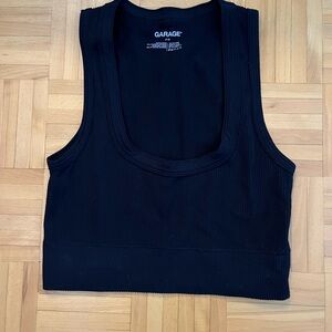 Garage Black Ribbed Crop Top (Size S)
